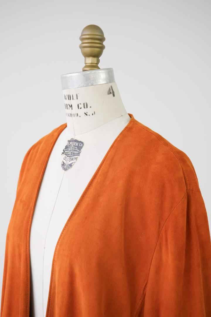 HERMES エルメス スウェード ノーカラーカーディガン