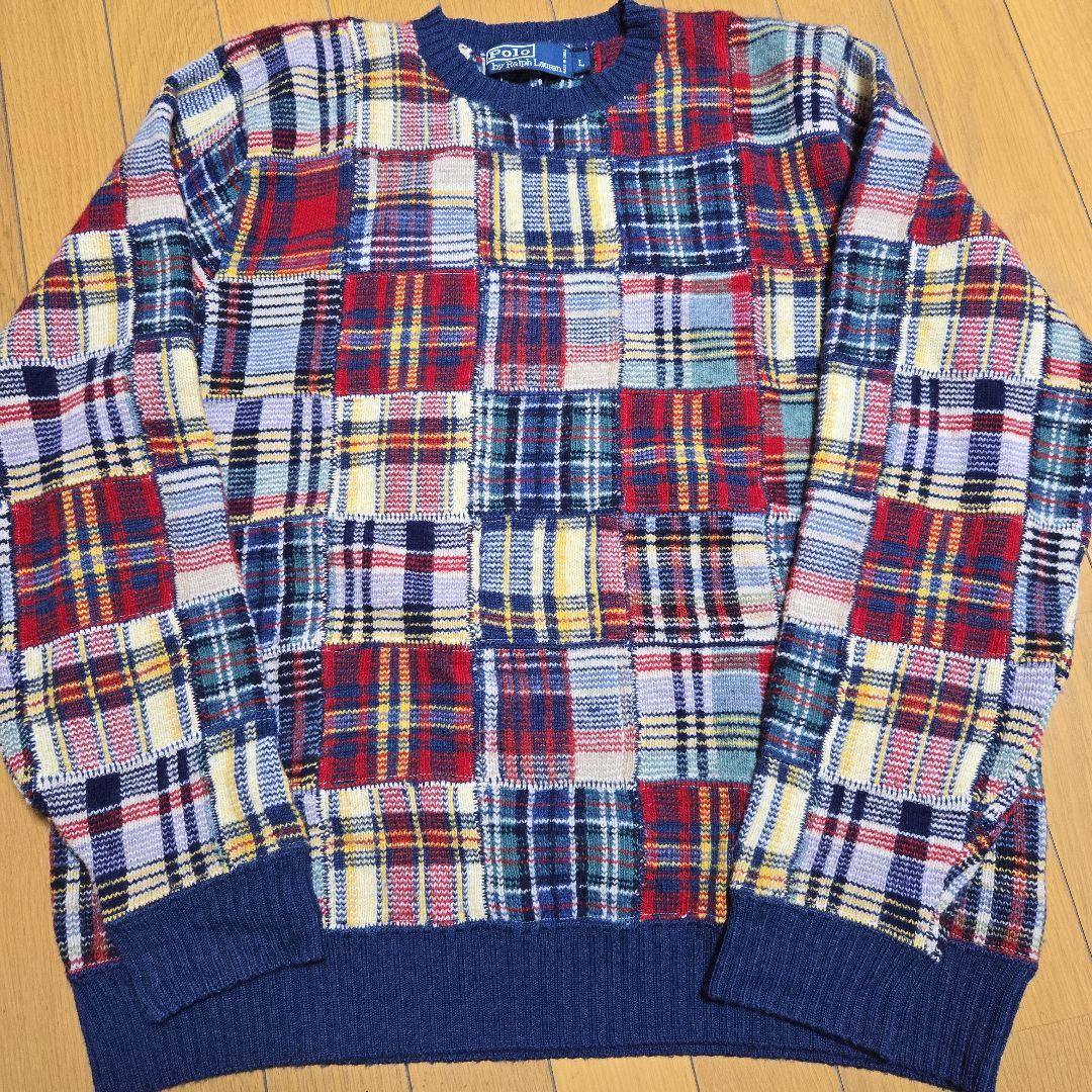 Polo by Ralph Lauren チェック柄ニットセーター L