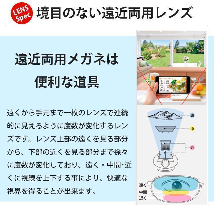 遠近両用メガネ 遠用度なし 老眼+3.00 ウェリントン 鯖江 AK401 新品