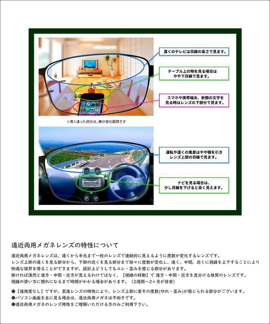 遠近両用メガネ 遠用度なし 老眼+3.00 ウェリントン 鯖江 AK401 新品