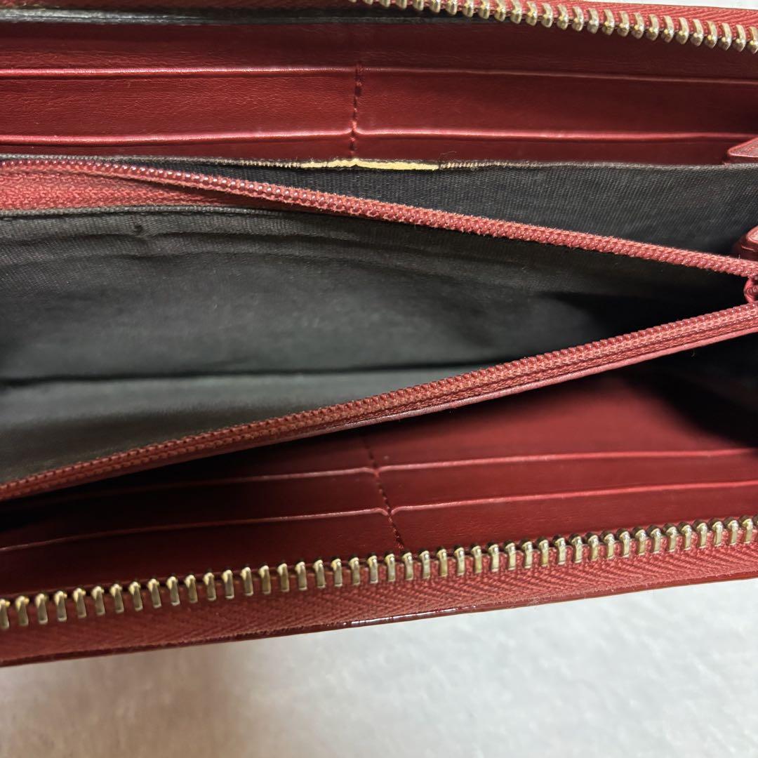 美品　GUCCI　長財布　ファスナー　レザー　エナメル　ハート　マイクロシマ