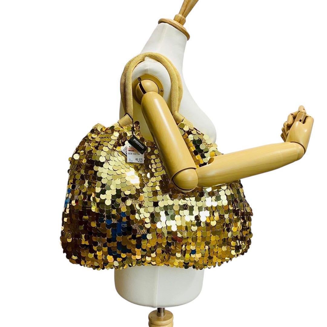 【極美品】 ソニアバイソニアリキエル トートバッグ スパンコール A4 ゴールド 極美品】 ソニアバイソニアリキエル トートバッグ スパンコール