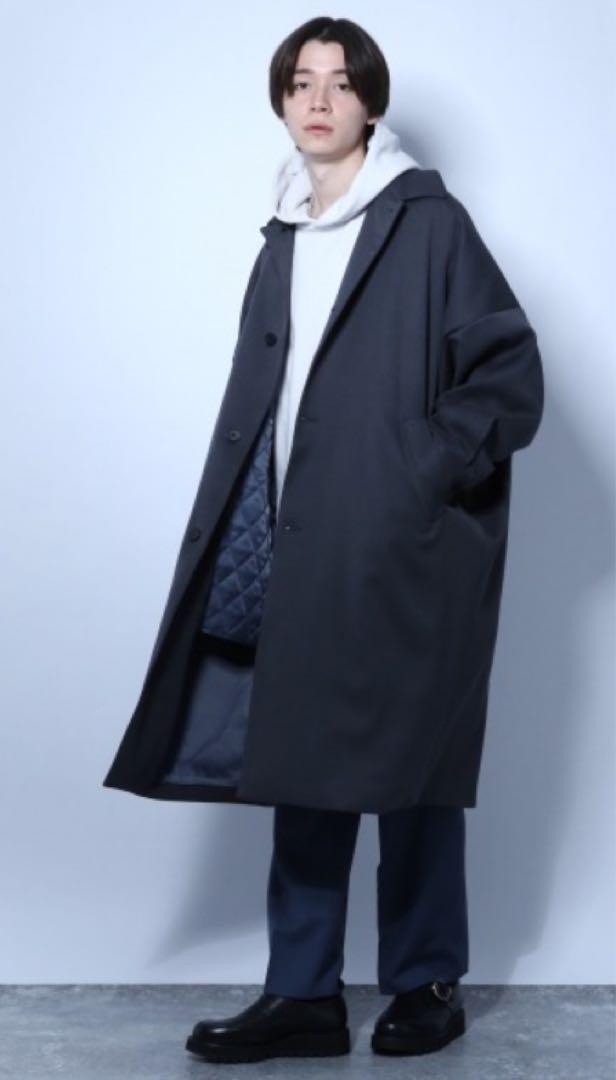 HARE ライナーツキビッグステンカラーコート　L ブルー系