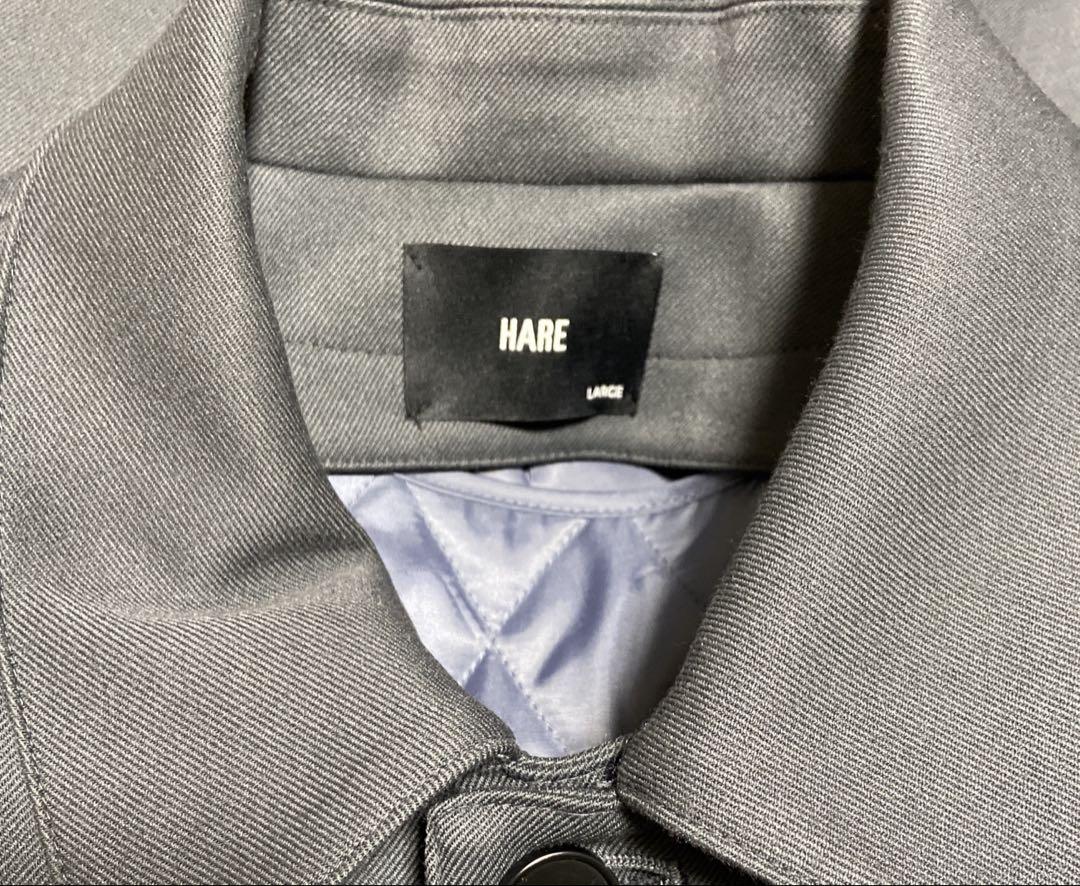 HARE ライナーツキビッグステンカラーコート　L ブルー系