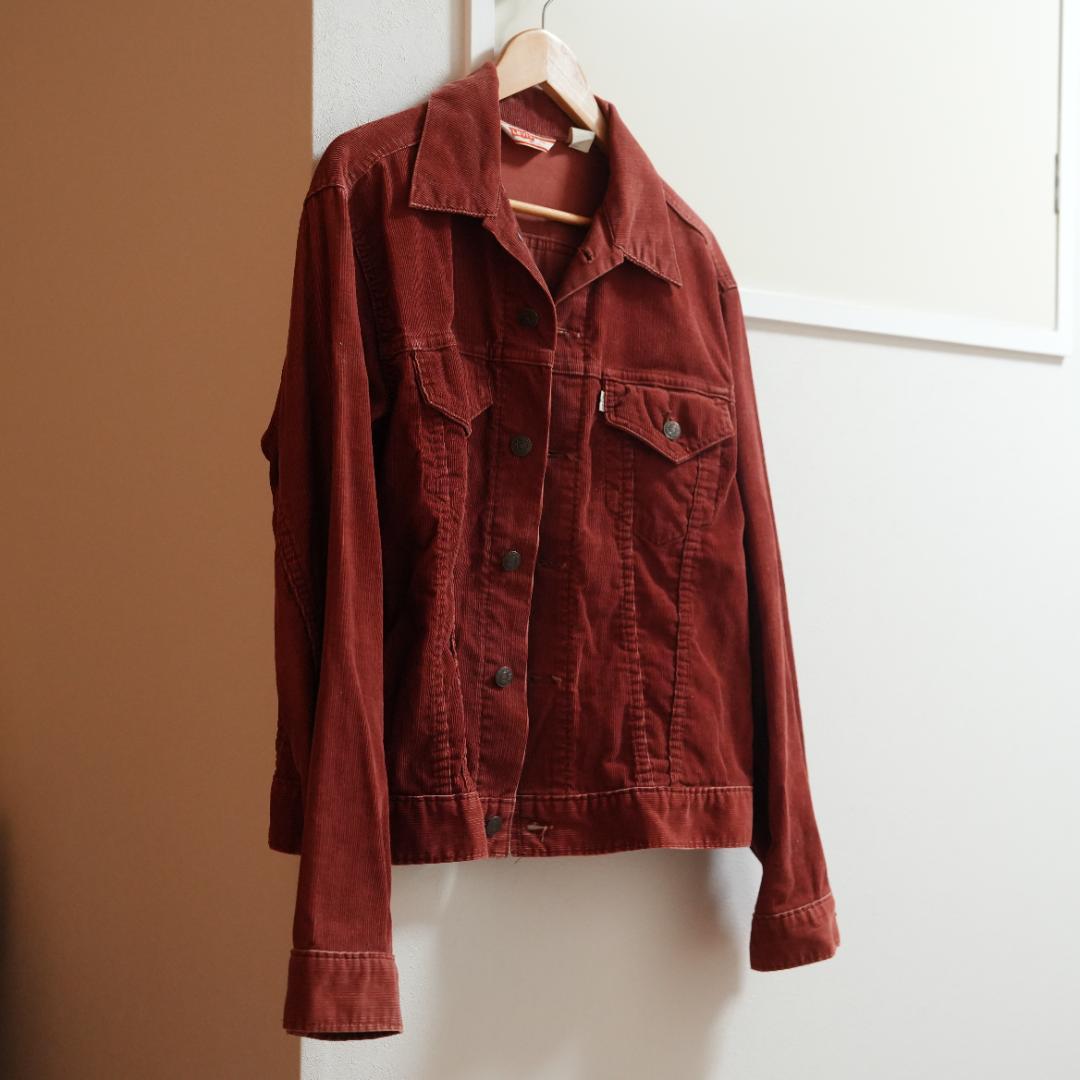 希少★70s USA製リーバイス 70505 コーデュロイジャケット レッド　赤 希少☆70s USA製リーバイス 70505 コーデュロイジャケット