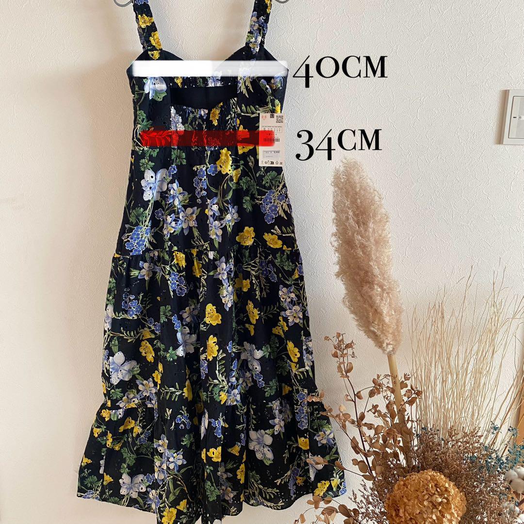 新品 ZARA フラワープリント ミディ ワンピース リゾート ロング