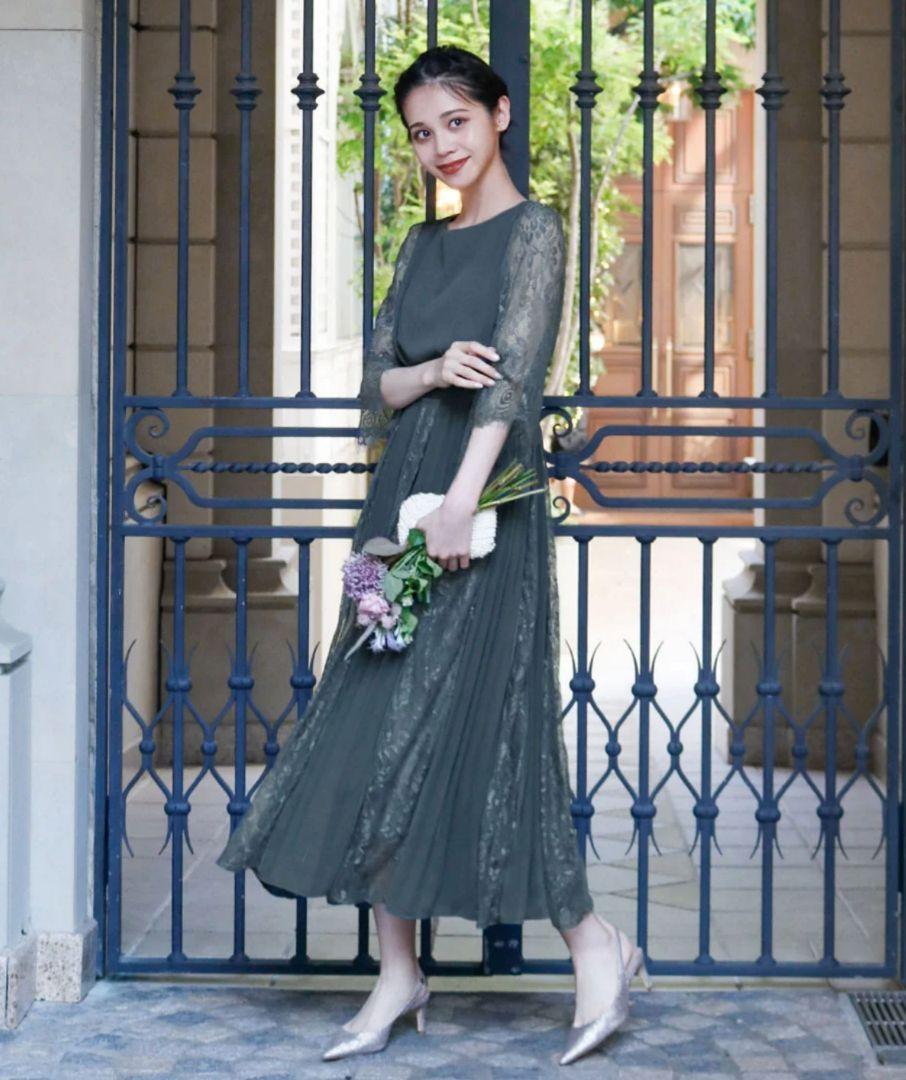 GIRL｜レース&シフォンプリーツロングフレア 結婚式 ワンピース