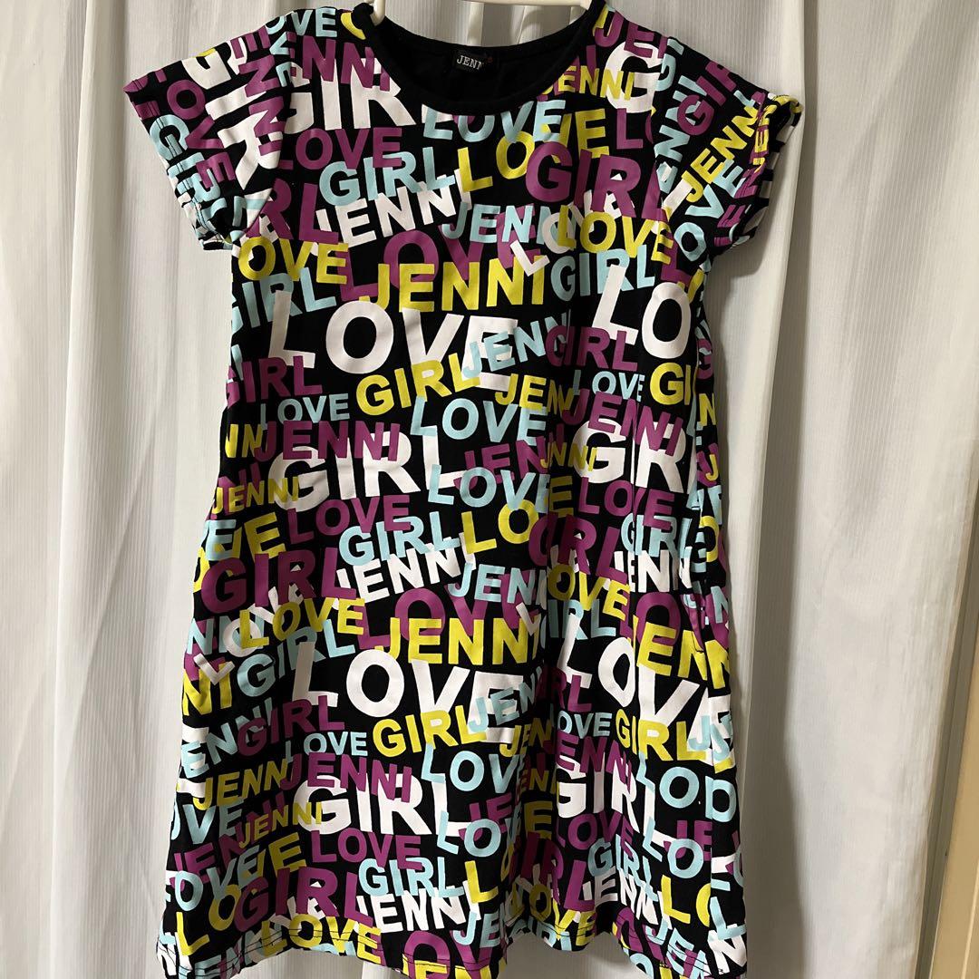 JENN love 多色文字プリント 半袖ワンピース/150/女の子 画像1