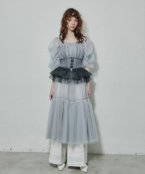 新品♥️J1U byLABELLEETUDEギャザースリーブシースルーワンピース