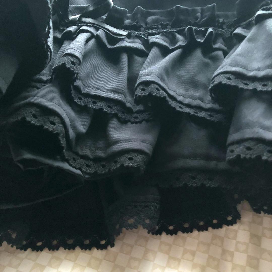 未使用難有り★ゴスロリ★黒★綿★パニエ内蔵スカート★ハンドメイド★Y2K
