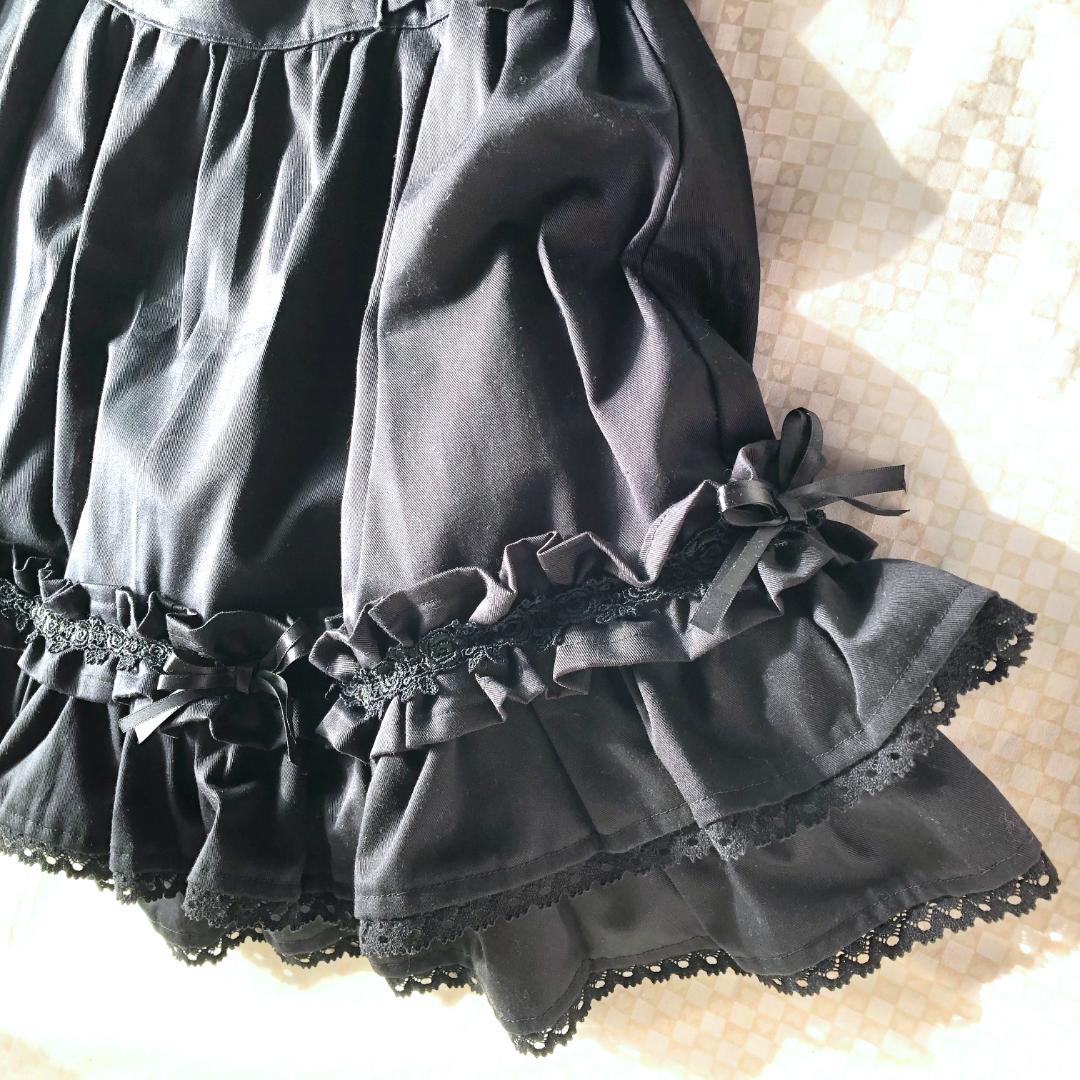 未使用難有り★ゴスロリ★黒★綿★パニエ内蔵スカート★ハンドメイド★Y2K