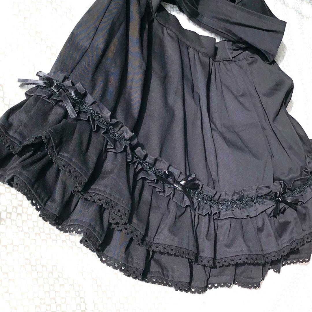 未使用難有り★ゴスロリ★黒★綿★パニエ内蔵スカート★ハンドメイド★Y2K