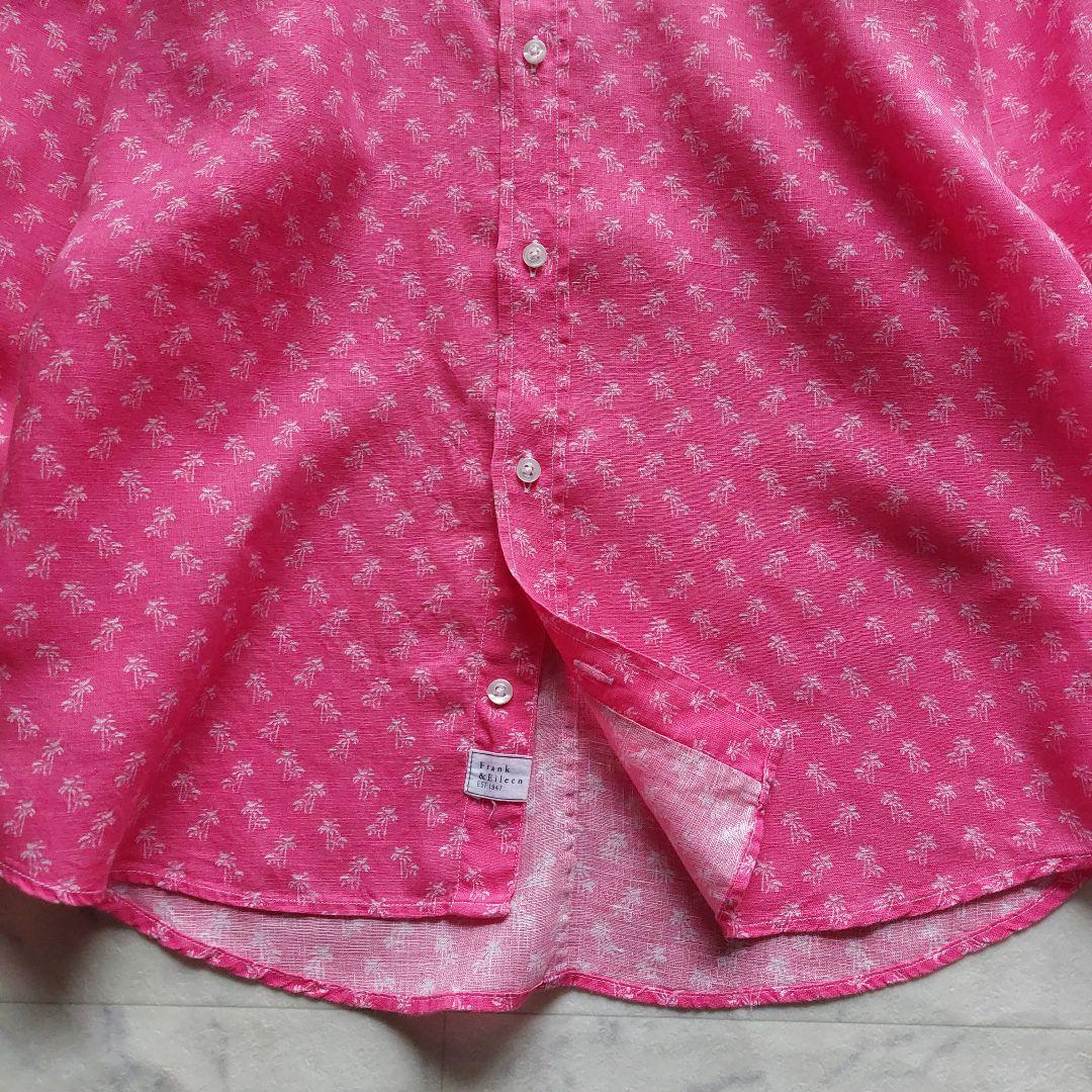 美品 FRANK&EILEEN PAUL L相当 リネンシャツ ヤシの木柄