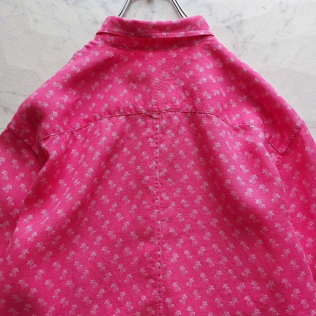 美品 FRANK&EILEEN PAUL L相当 リネンシャツ ヤシの木柄