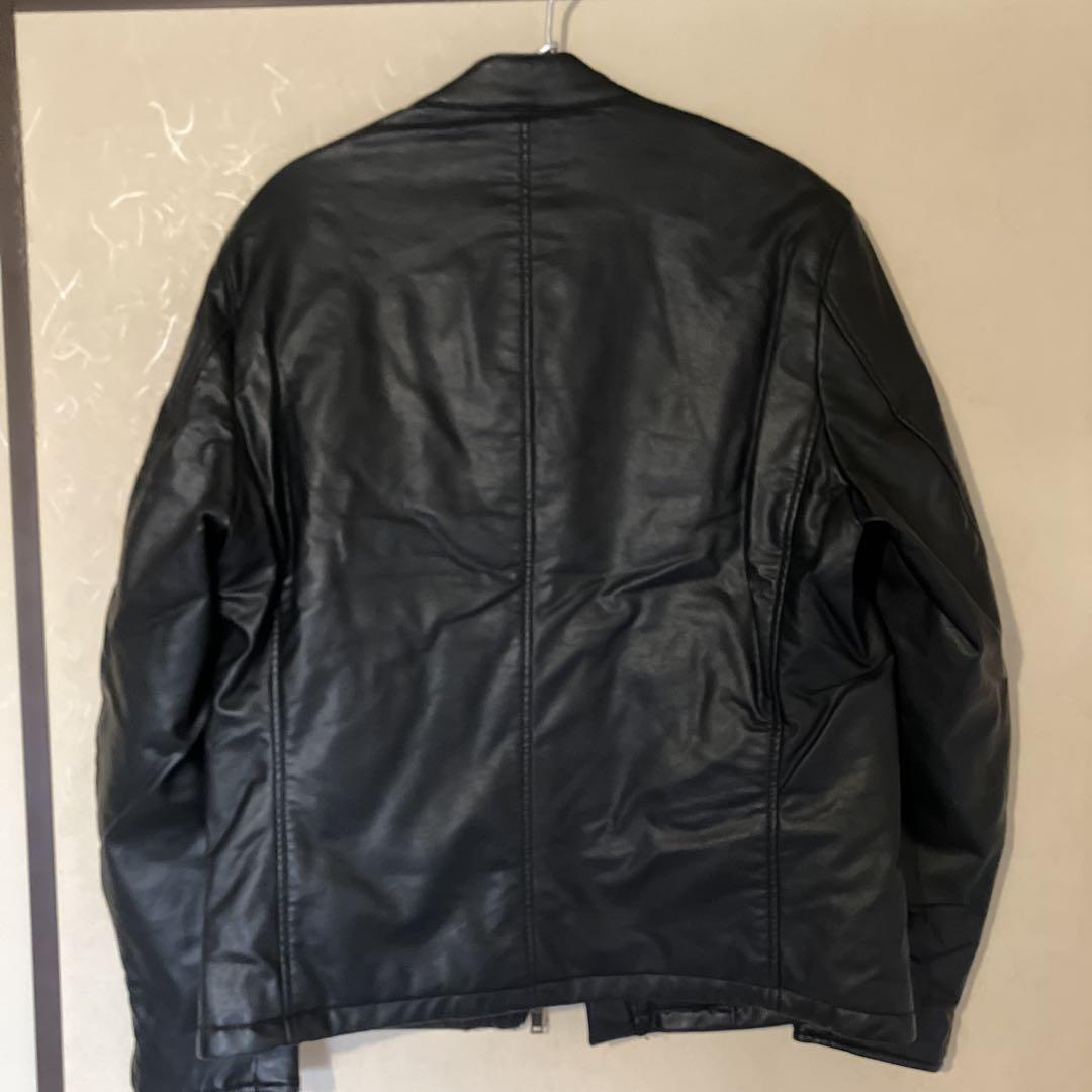 【ユニクロ】牛革　シングルライダース　ブラック OLD UNIQLO 牛革 肉厚 シングル ライダースジャケット Lサイズ