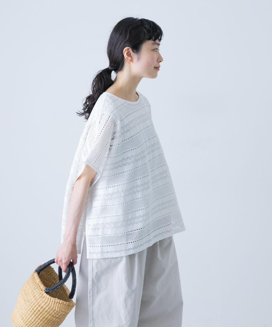 新品◆かぐれ◆コットンラッセルレースポンチョ《OFF》