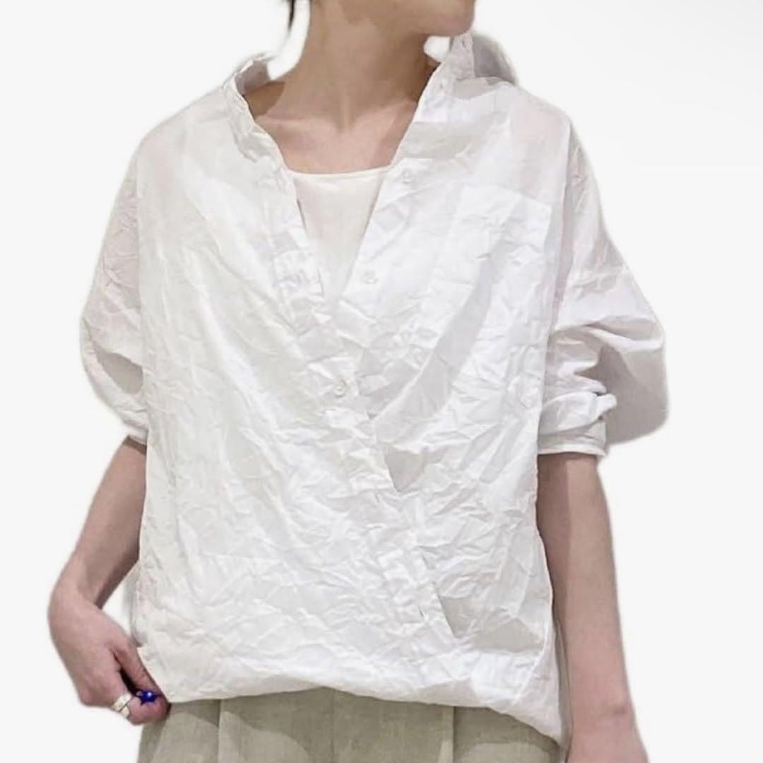 BEARDSLEY 2Way ワッシャーシャツ カシュクールブラウス 白