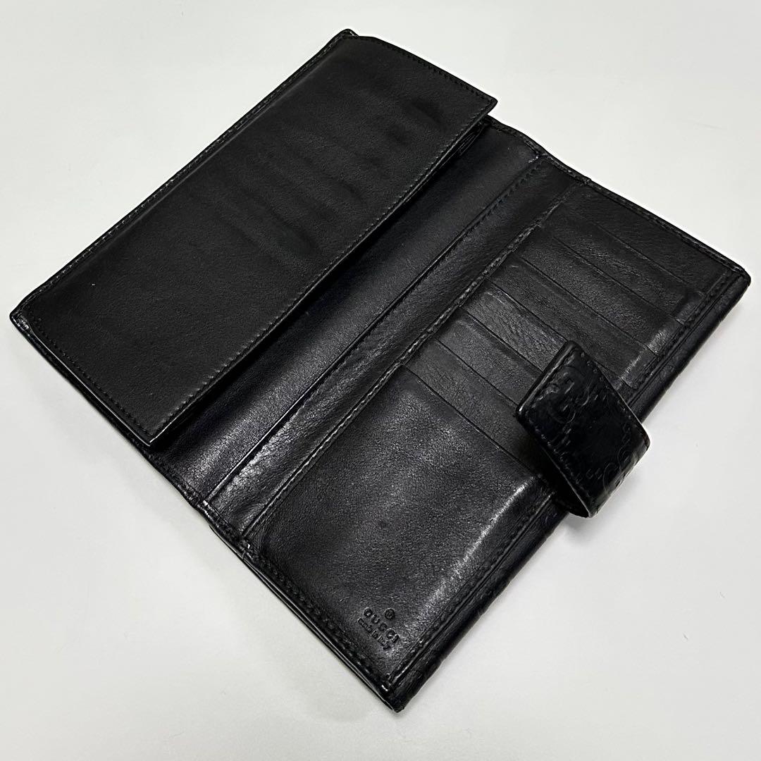 GUCCI グッチ　長財布　インターロッキング　シマライン　GG ブラック