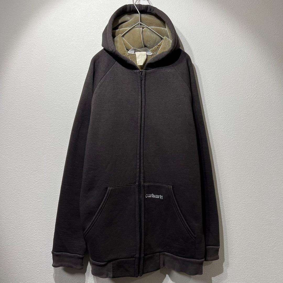 【希少】90s Carhartt ジップパーカー ビッグシルエット ブラウン L