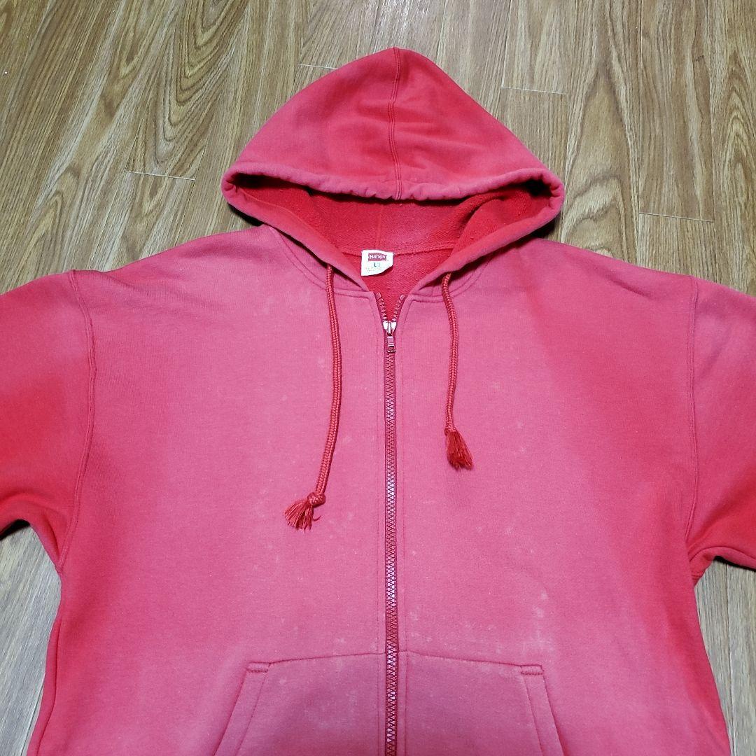 最終決算 鬼フェード 90s Hanes ジップアップパーカー サーモンピンク L トップス