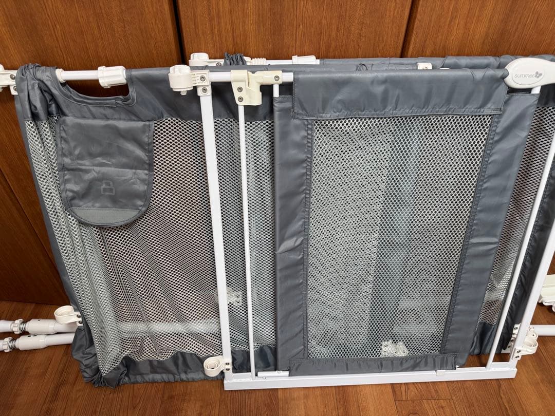 スーパーワイドゲイト&どこでもポールセット　グレー（日本育児、説明書あり）