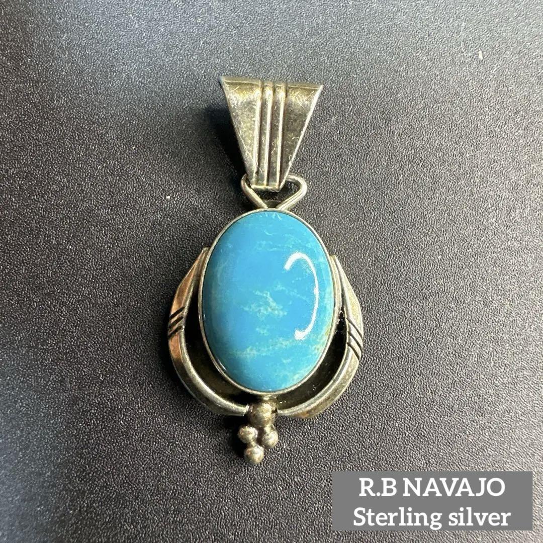 R.B刻印 Sterling ターコイズ インディアンジュエリーネックレストップ