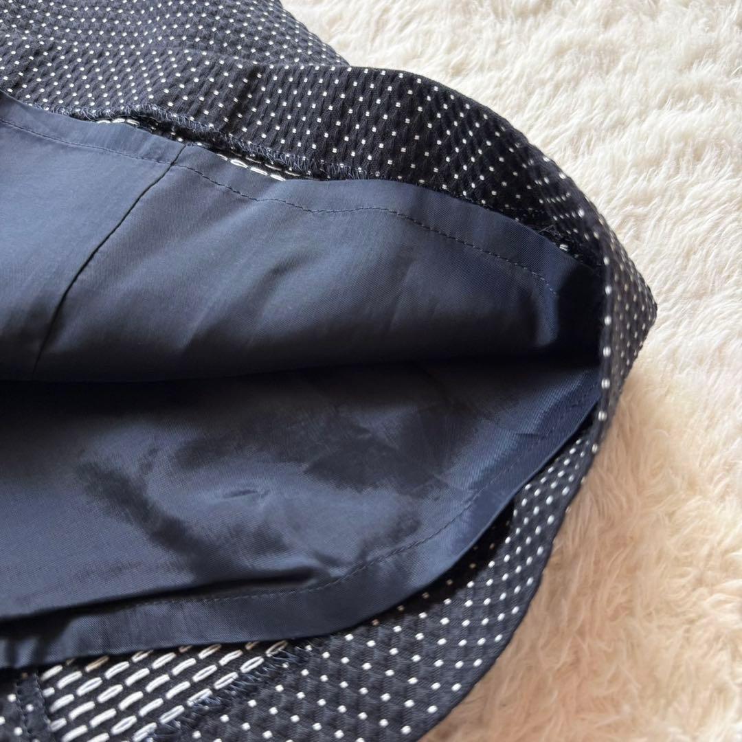 【ロペ】9AT 紺 ドット柄 ワンピース 半袖 コットン生地 春夏 おしゃれ着