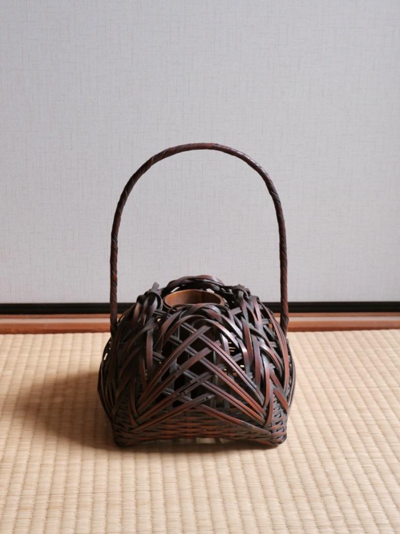 花器　生け花　竹かご　篭　茶道具　煎茶道具　竹工芸　華道具　Q1783