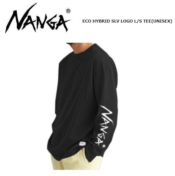 ナンガ エコハイブリッド スリーブロゴ ロングTシャツ ブラック L