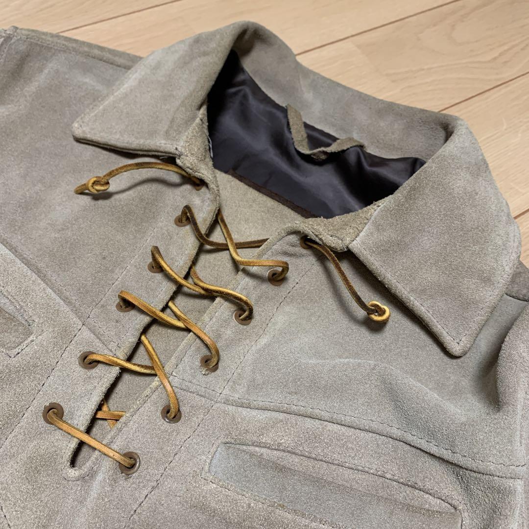 【白ひげ】Schott レースアップレザージャケット スエード  S