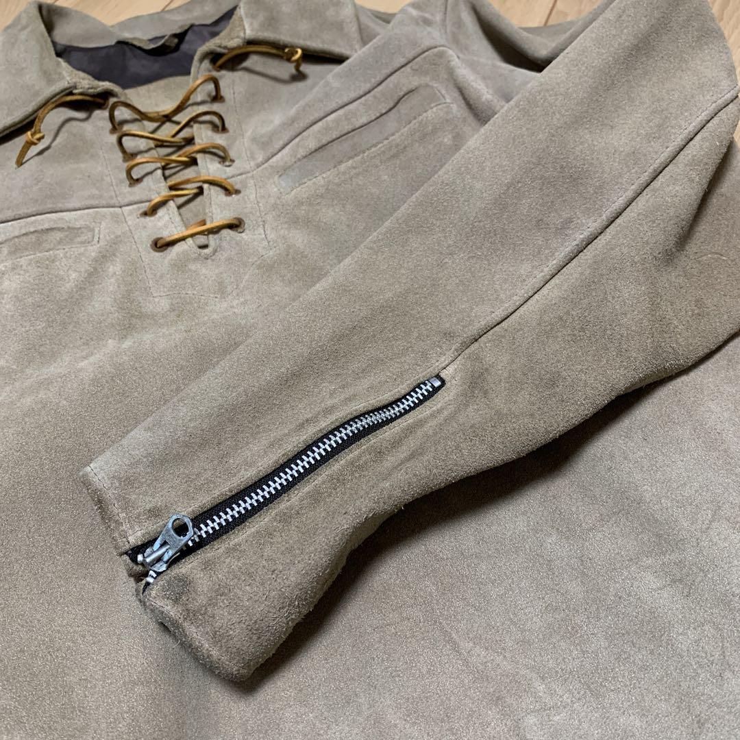 【白ひげ】Schott レースアップレザージャケット スエード  S
