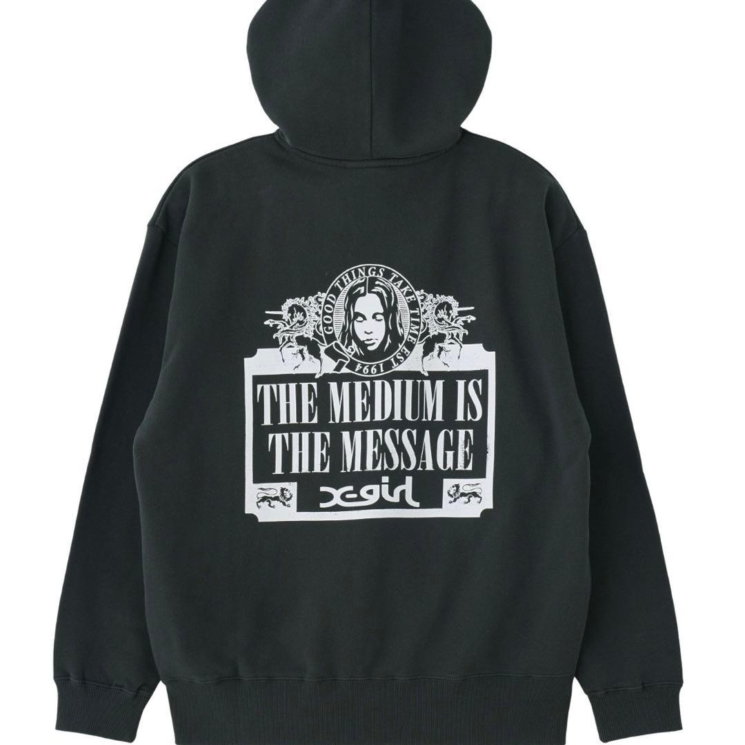 Xgirl エックスガール パーカー カーキ M X-girl フード付きM・X-girl