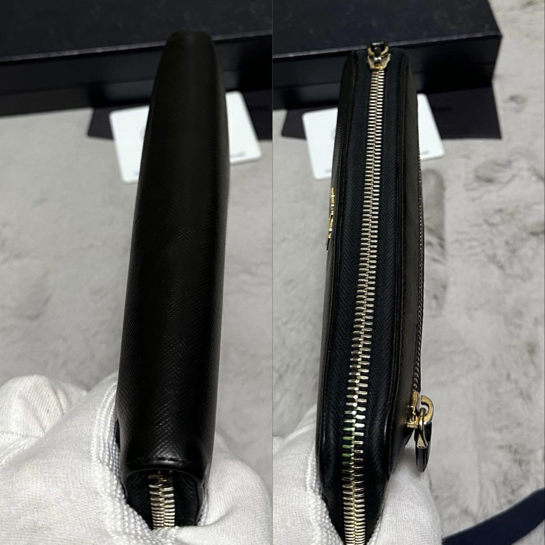 PRADA プラダ　長財布　ラウンドファスナー　ロゴ金具　ブラック