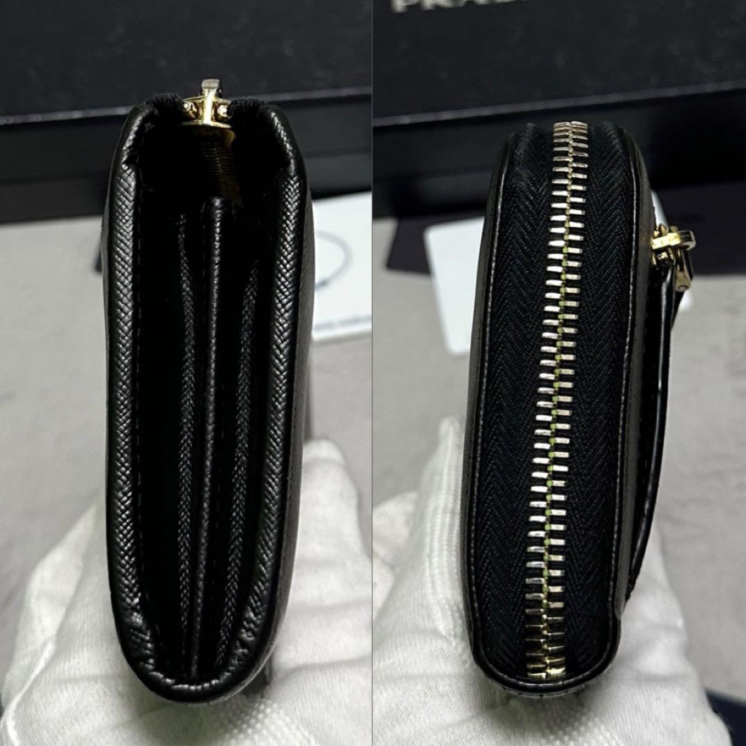PRADA プラダ　長財布　ラウンドファスナー　ロゴ金具　ブラック