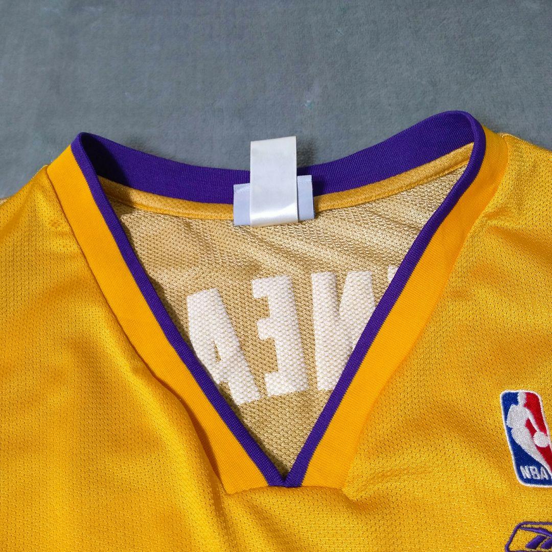 Reebok】NBAレイカーズ人気シャキール・オニール希少ゲームシャツL黄色