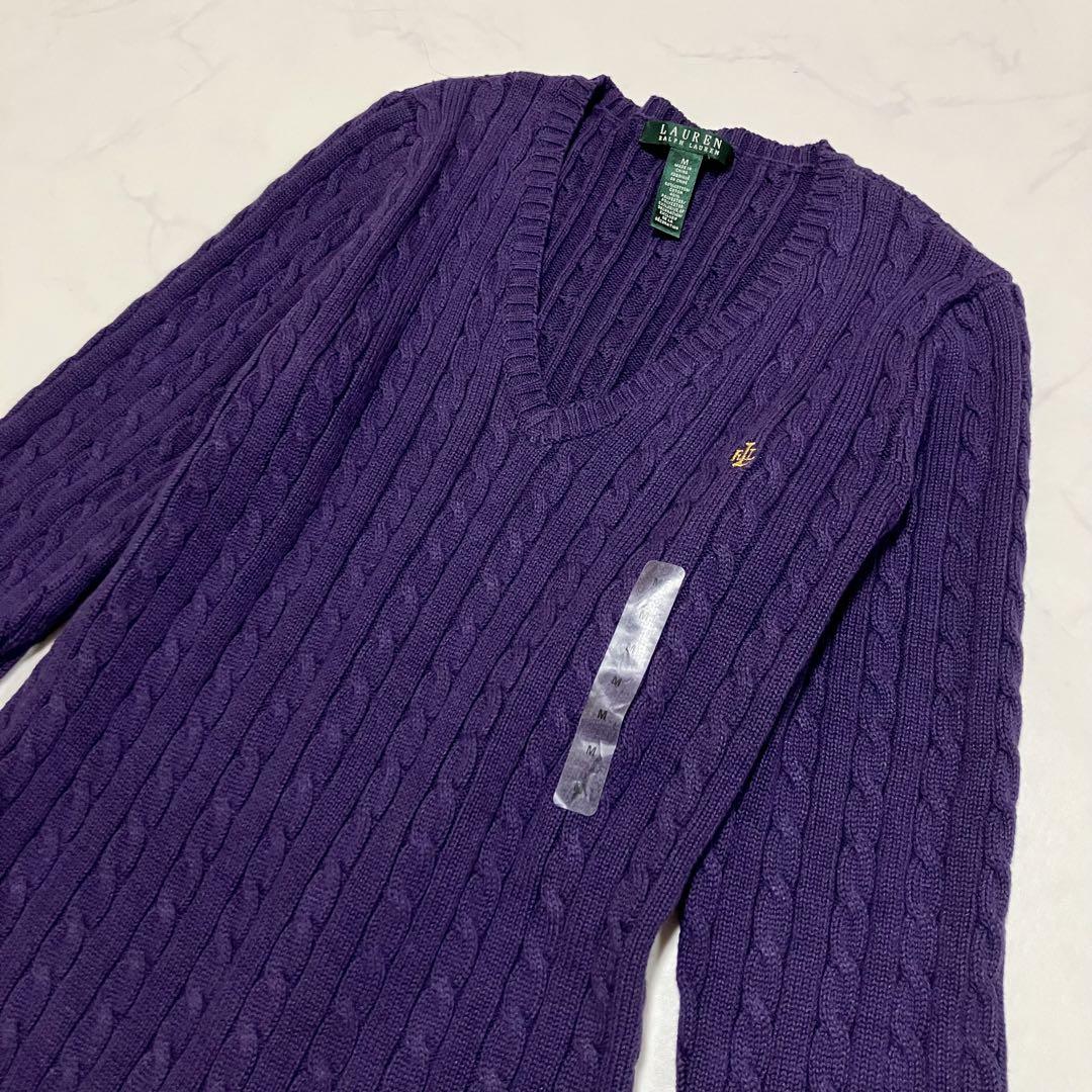 【新品】LAUREN RALPH LAUREN ケーブルニット Vネック M