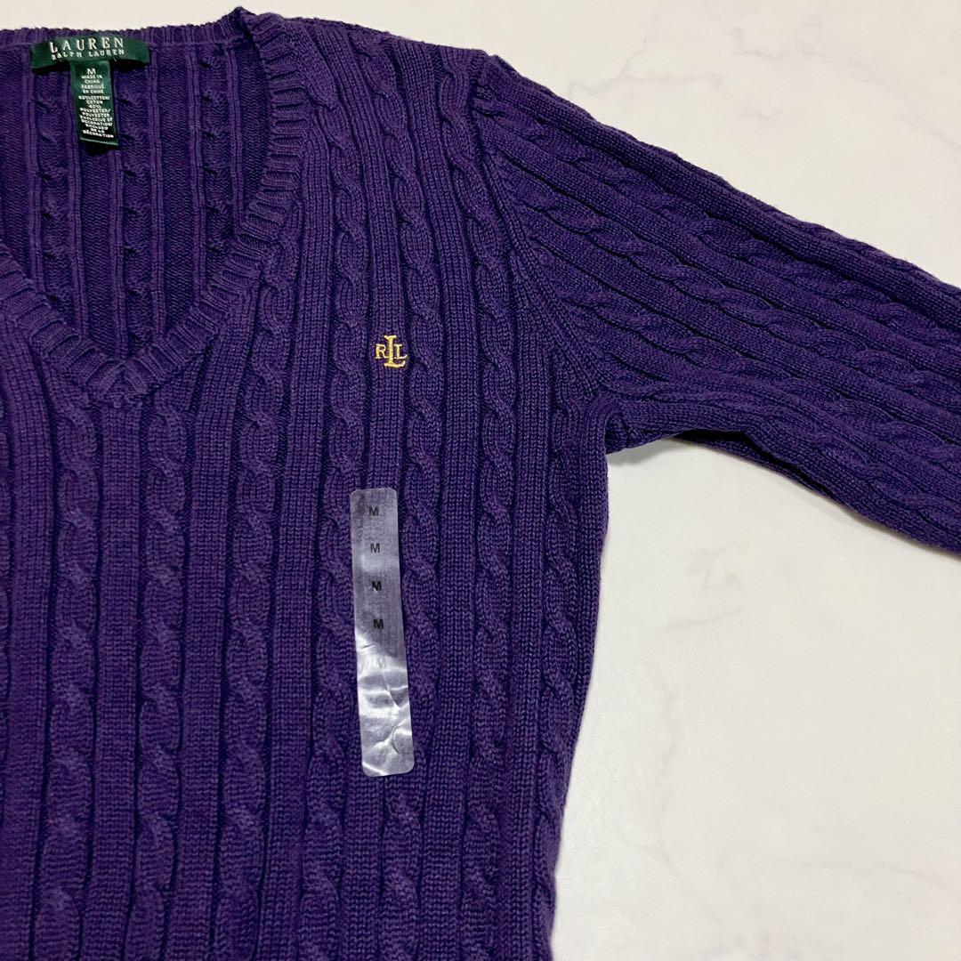 【新品】LAUREN RALPH LAUREN ケーブルニット Vネック M