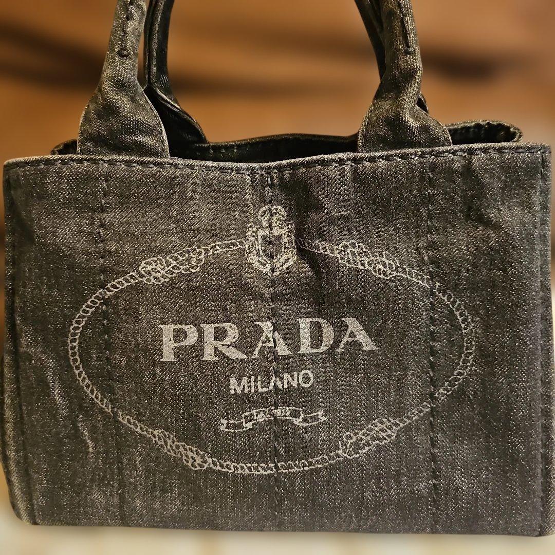 プラダ カナパ トートバック ショルダー デニム ブラックPRADA プラダ カナパ トートバック ショルダー デニム ブラックPRADA