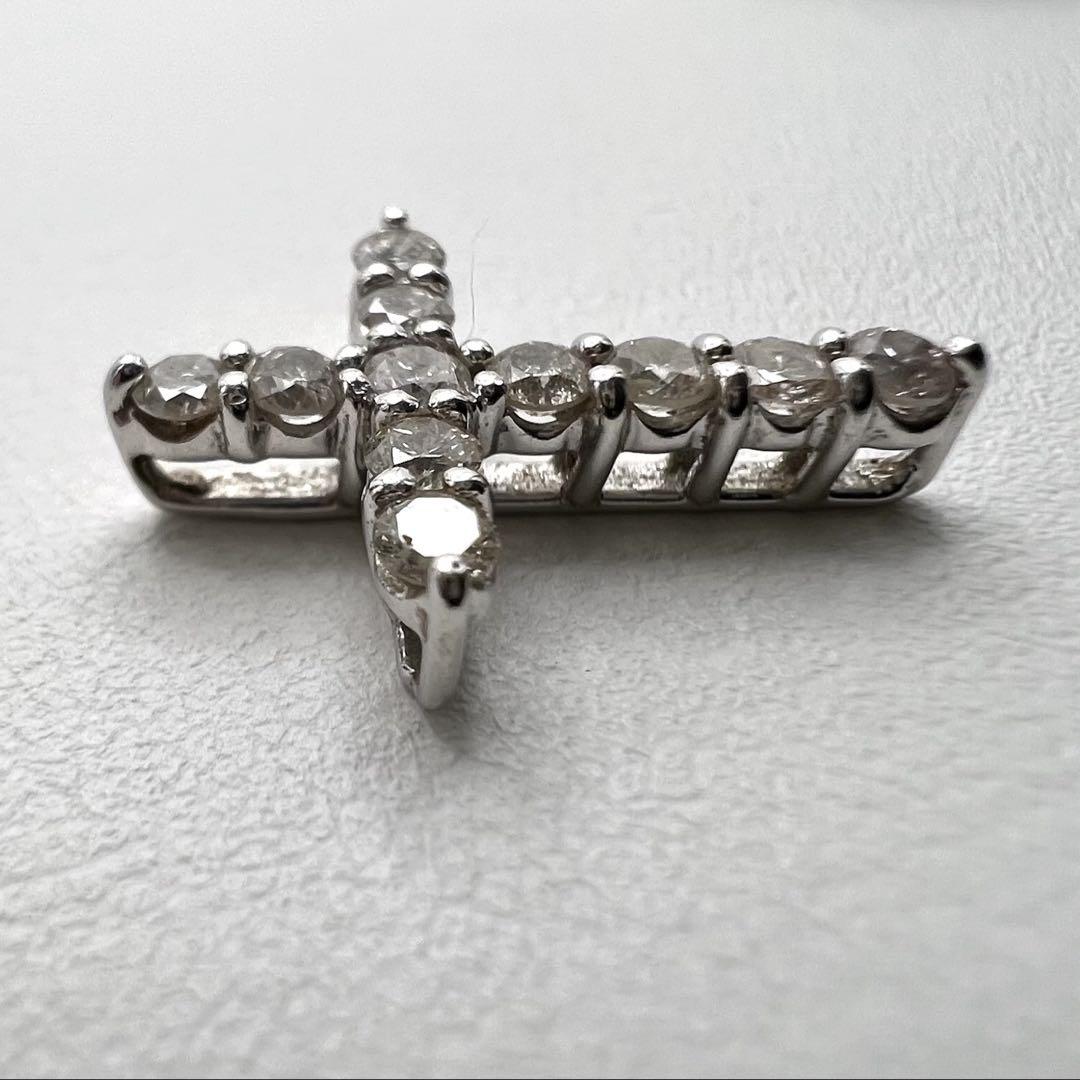 K18 WG クロスペンダントトップ ダイヤ0.5ct 1.21 ct