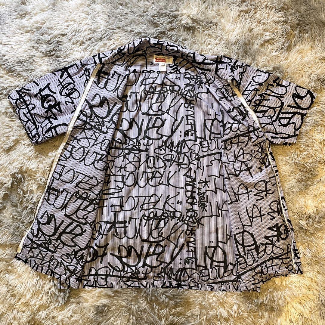 supreme x コムデギャルソンシャツ　半袖ストライプシャツ XL