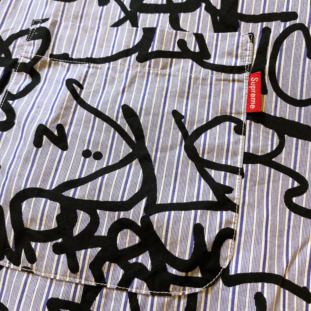 supreme x コムデギャルソンシャツ　半袖ストライプシャツ XL