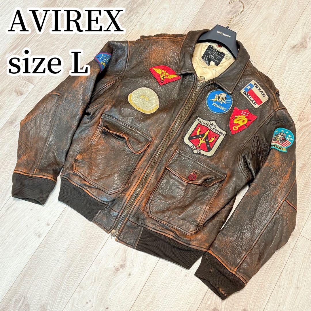 AVIREX トップガン G-1 A-2 レザー フライトジャケット ワッペンL・AVIREX