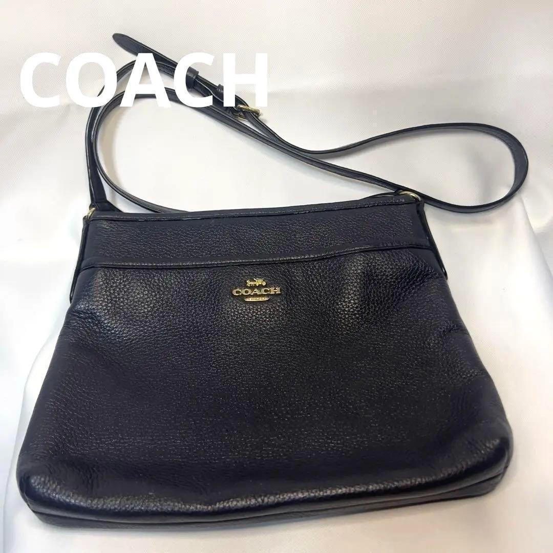 COACH ネイビー　レザー ショルダーバッグ