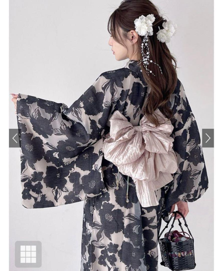GRL グレイル　3点セット2Wayオーガンジー花柄セパレート浴衣　tu1086