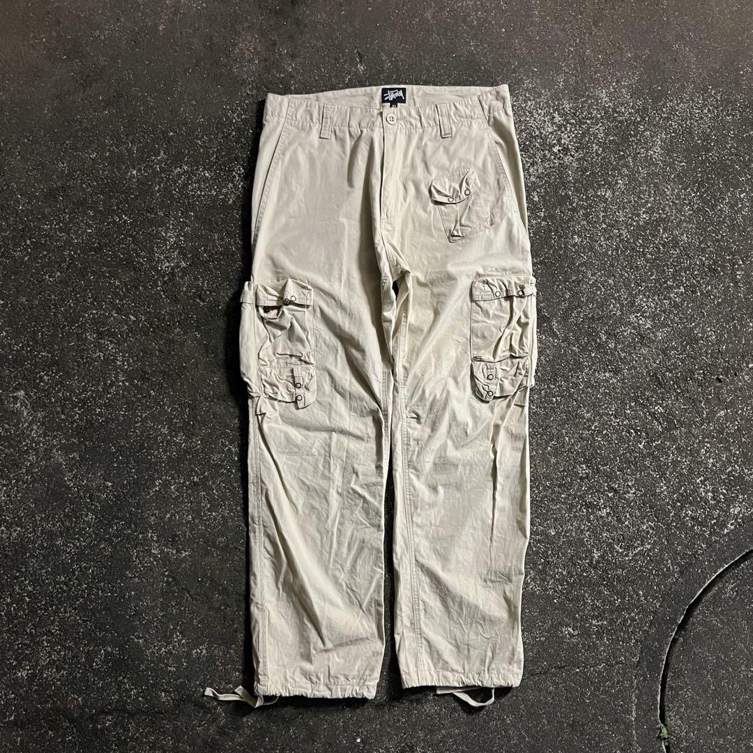 90’s old Stussy parachute cargo pants 白