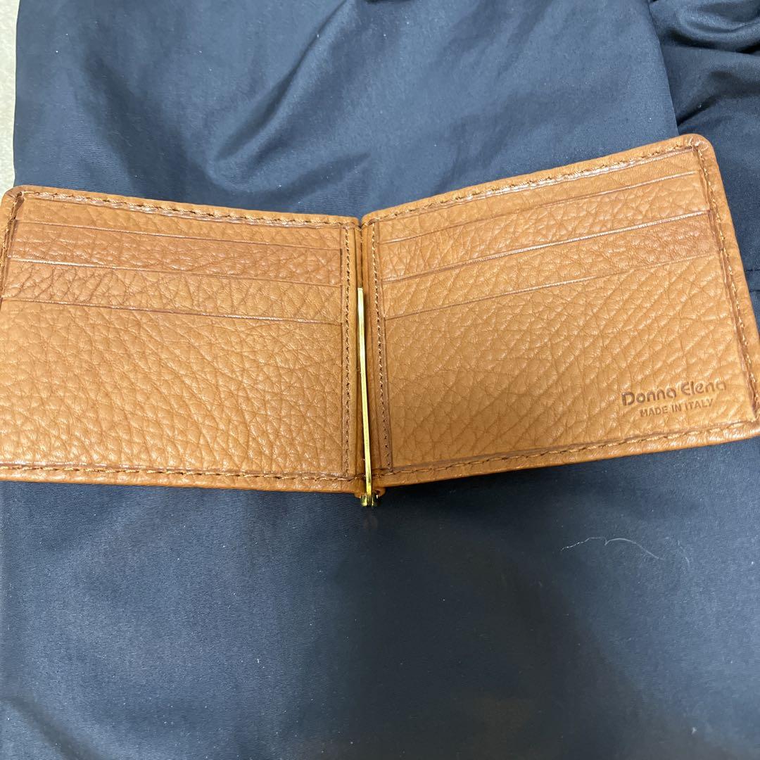 Donno Elenoマネークリップ財布 made in ITALY茶レザー