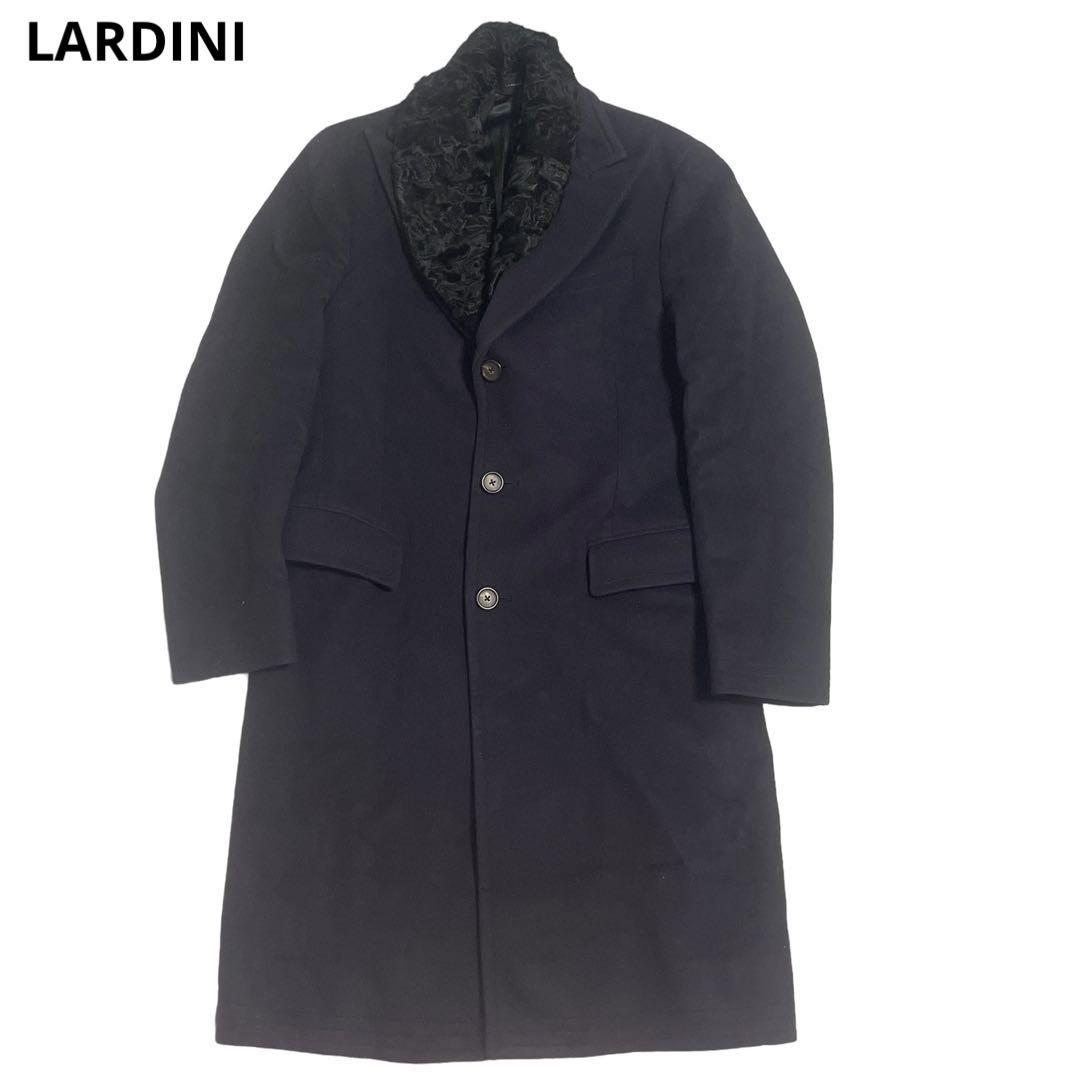 【希少】LARDINI カシミヤ混　ファーチェスターコート　ネイビー