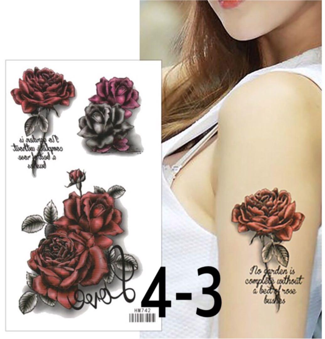 即購入OK☆タトゥーシール☆4-3☆薔薇☆文字 レディース 即購入OK☆タトゥーシール☆4-3☆薔薇☆文字 レディース