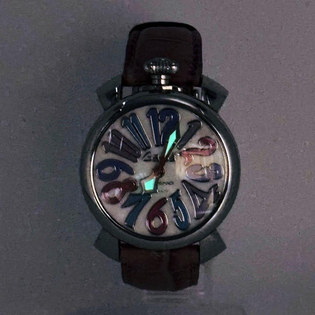 GaGa MIRANO マヌアーレ40 ピンク レザー 腕時計 ガガミラノ