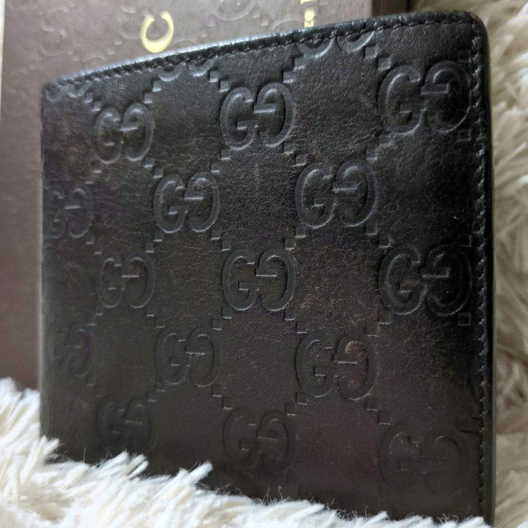 GUCCI グッチシマ レザー 二つ折り財布 ダークブラウン